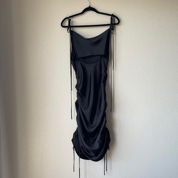 ORSEUND IRIS Drawstring Ruched Slip Dress Cowl Neck Black Size XS - Picture 7 of 7